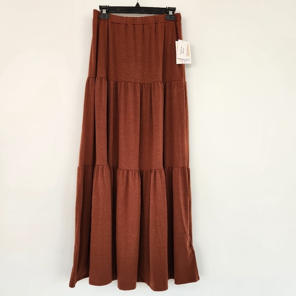 LuLaRoe Rich Brown Maxi Skirt - Picture 1 of 6